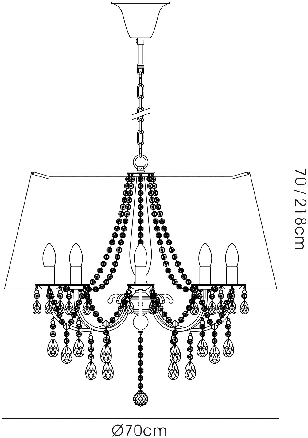 IL30056/SB  Olivia Crystal Pendant 8 Light Polished Chrome